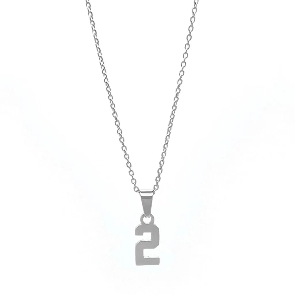 Small Number Pendant Necklace - Silver