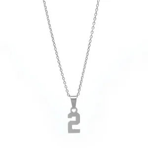 Small Number Pendant Necklace - Silver