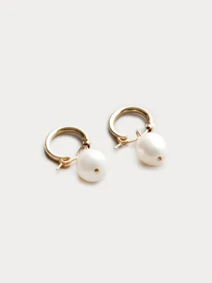 Small Pearl Drop Earrings - Gold