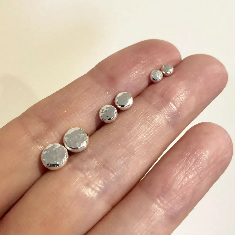 Small Pebble - Silver Stud Earrings