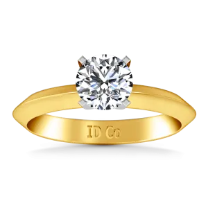 Solitaire Engagement Ring Knife Edge Round Diamond 14K Yellow Gold