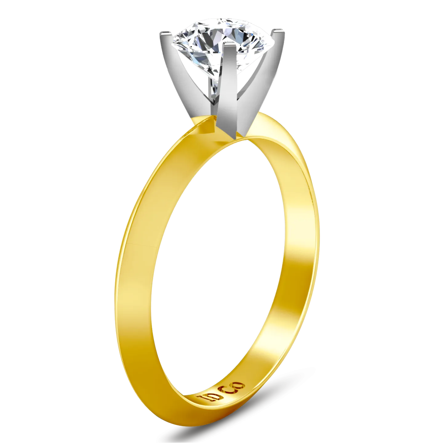 Solitaire Engagement Ring Knife Edge Round Diamond 14K Yellow Gold