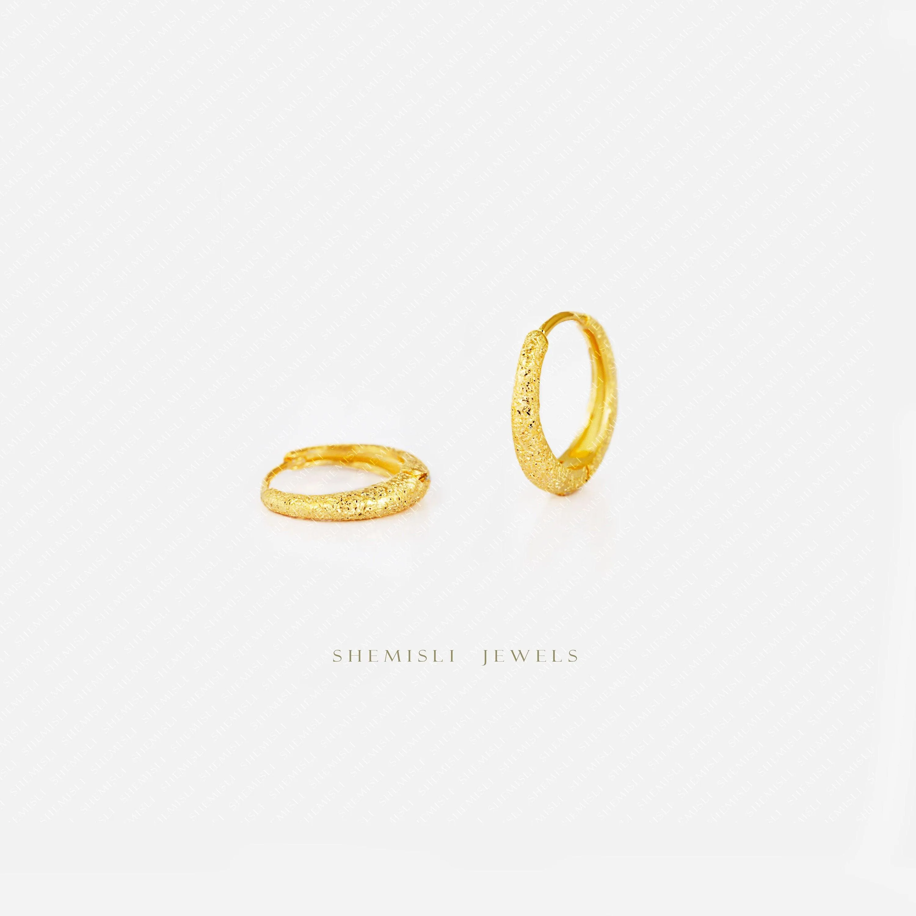 Sparkle Tapered Hoop Earrings, Gold, Silver SHEMISLI - SH625