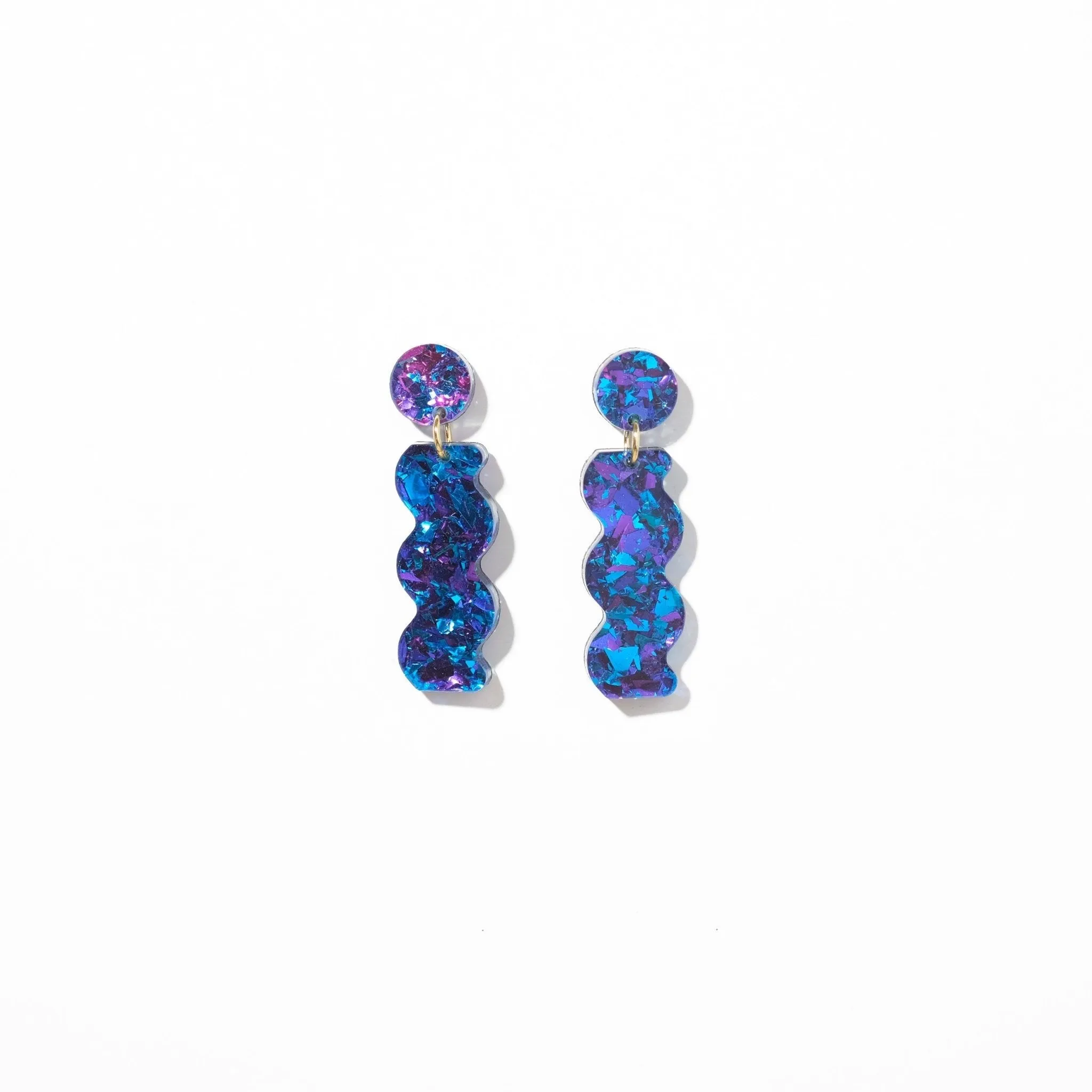 Squiggle Dangle Earrings in Blue Velvet