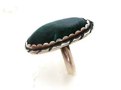 Sterling Silver Green Malachite Gemstone Ring Size 5