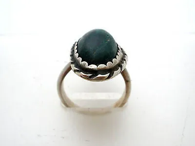 Sterling Silver Green Malachite Gemstone Ring Size 5