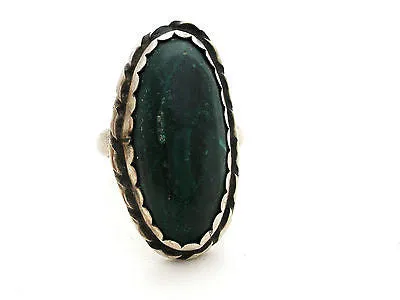 Sterling Silver Green Malachite Gemstone Ring Size 5