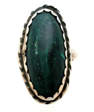 Sterling Silver Green Malachite Gemstone Ring Size 5