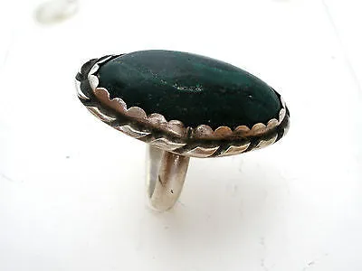 Sterling Silver Green Malachite Gemstone Ring Size 5