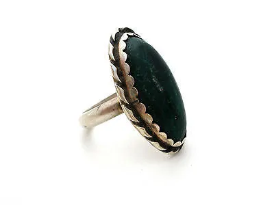 Sterling Silver Green Malachite Gemstone Ring Size 5