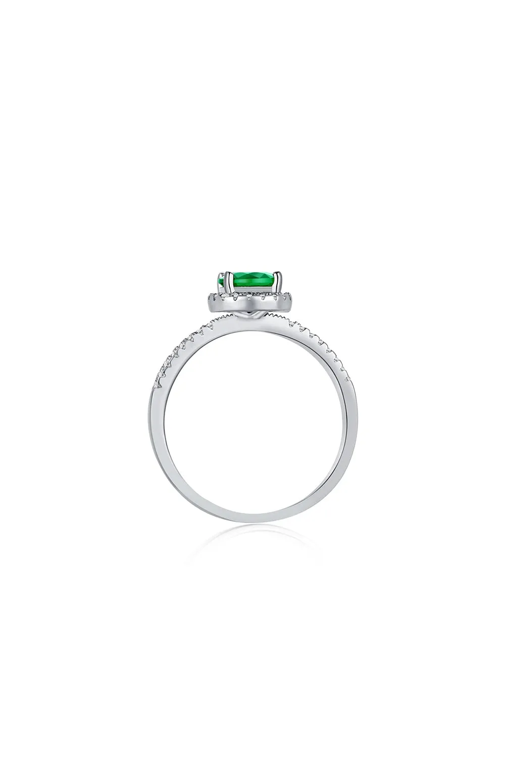 Sterling Silver Round Emerald Ring