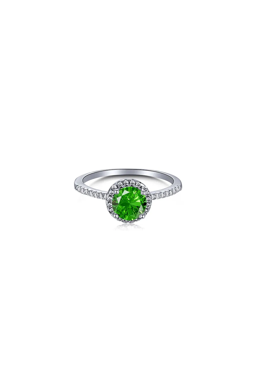 Sterling Silver Round Emerald Ring