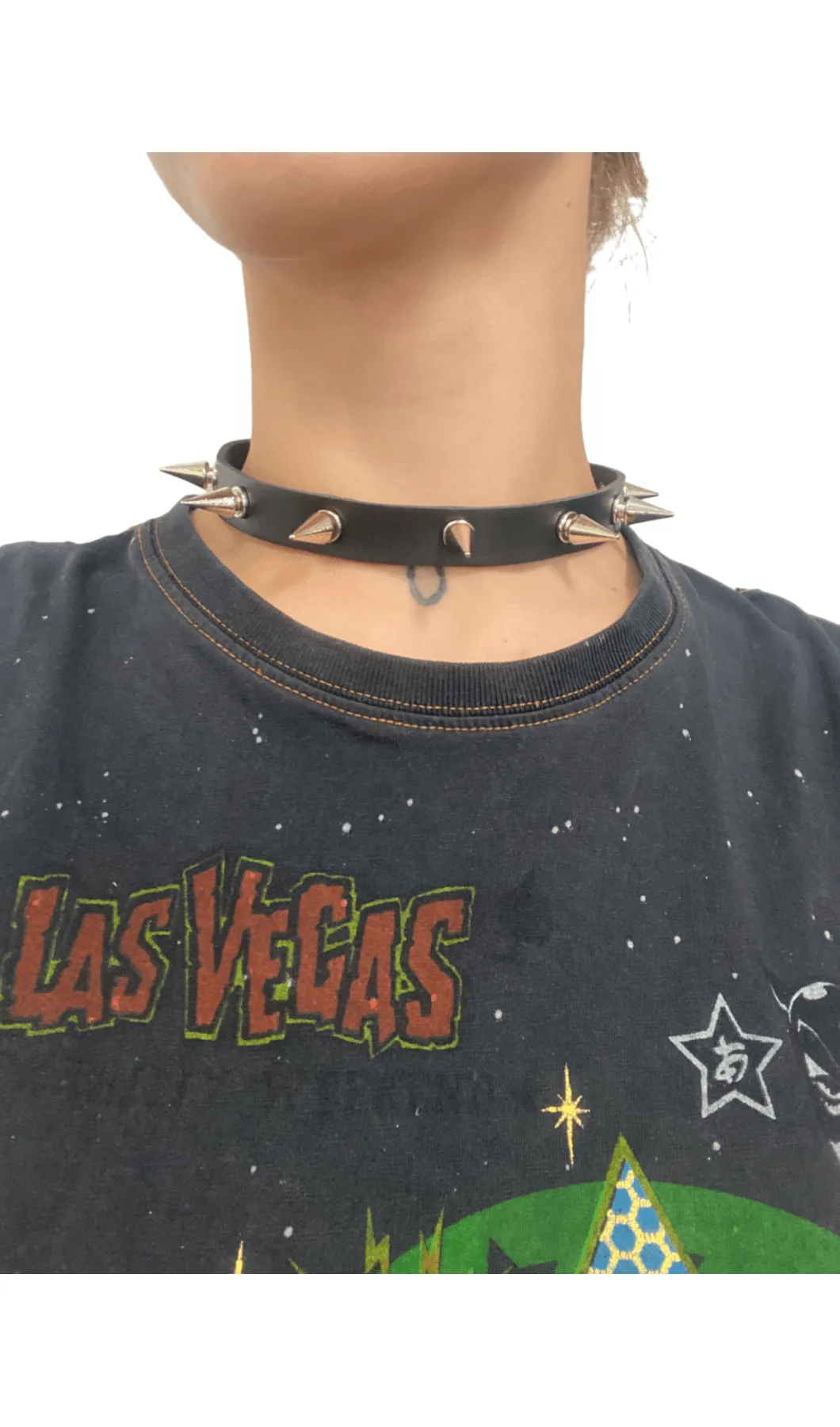 Thin Pleather Spike Choker