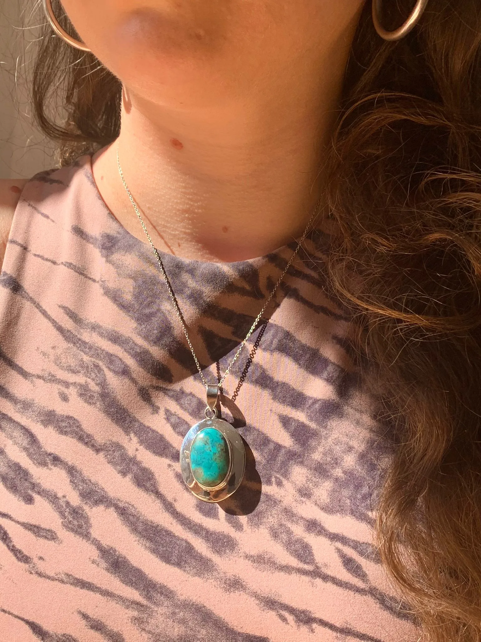 Tibetan Turquoise Medea Pendant - Oval