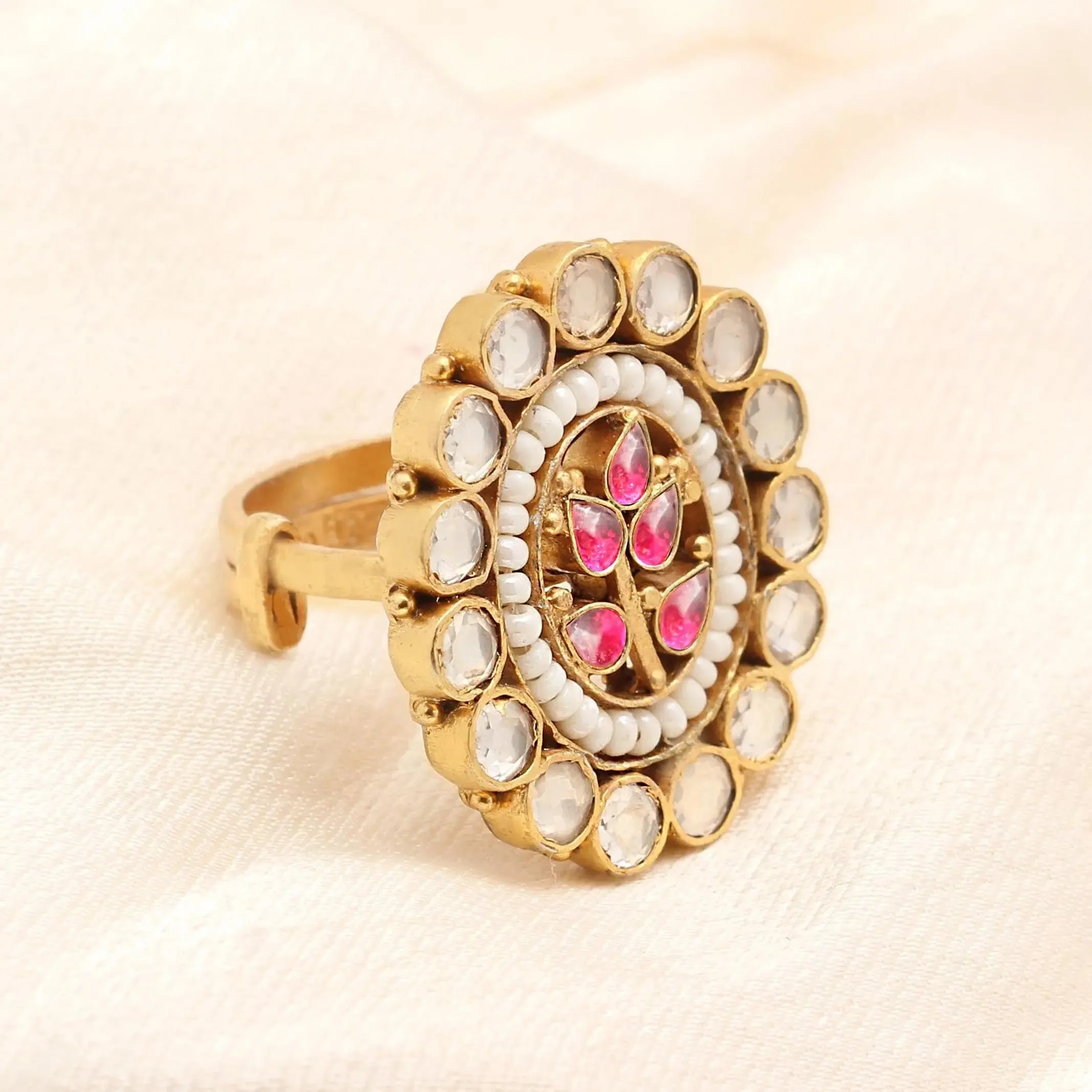 Timeless Gold Plated Silver Jadau Ring