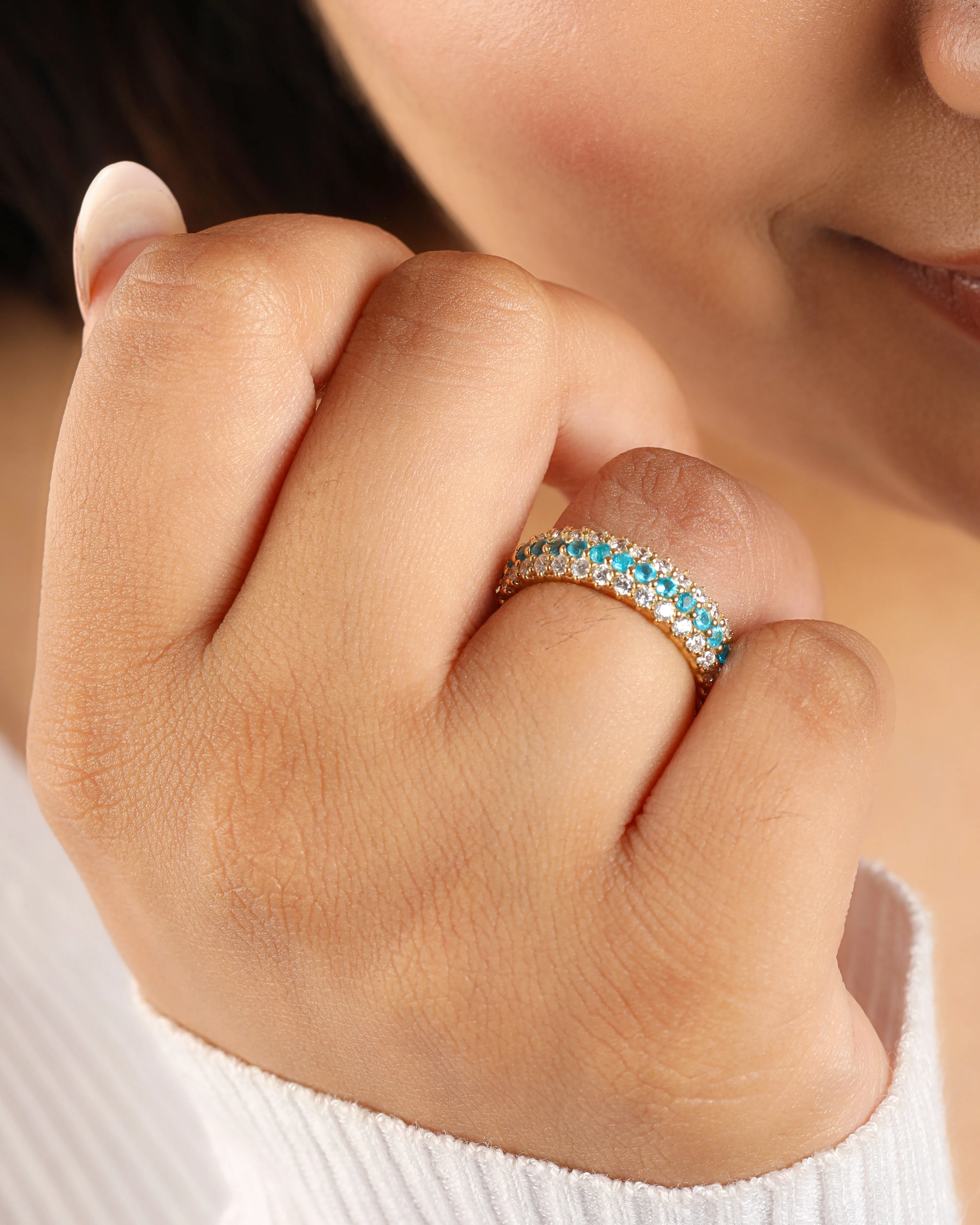 Timeless Sparkle Neon Apatite Vermeil Ring