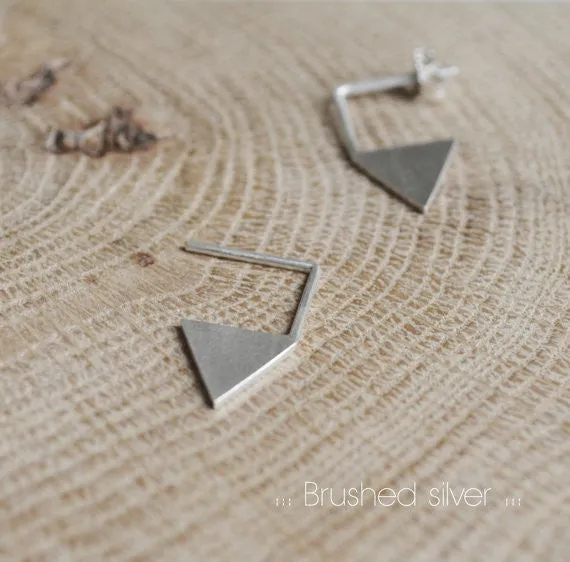 Triangle pendant earrings N°12 in Silver or Gold plated silver