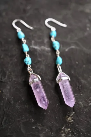 Vibe Up Amethyst & Turquoise Dangle Earrings