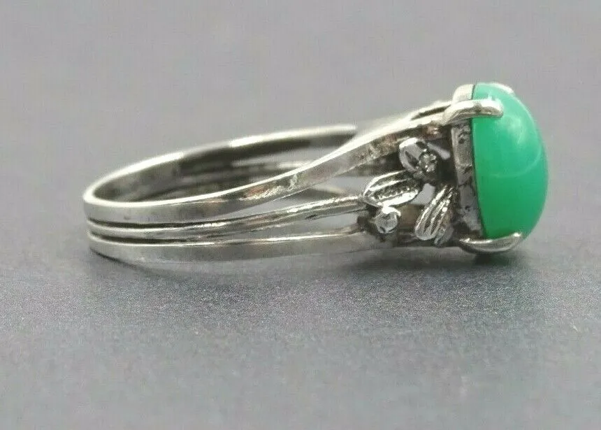 Vintage Chrysoprase 14ct White Gold Ring