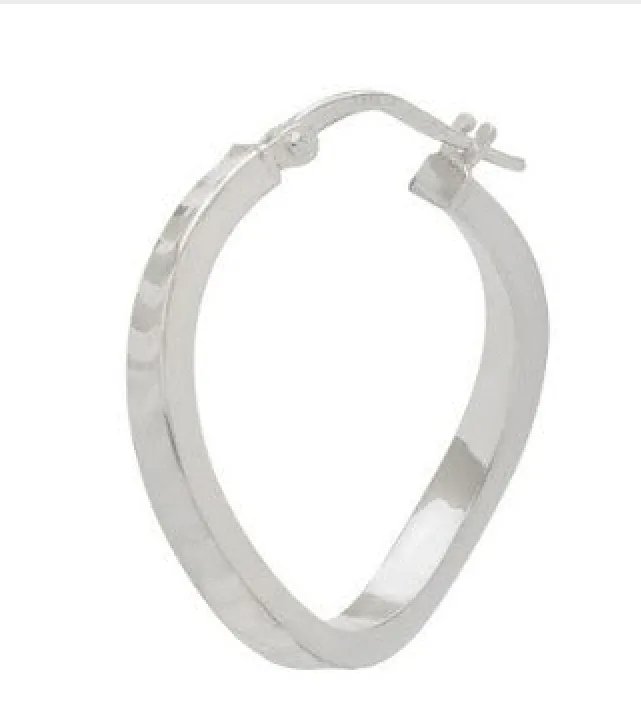 Wave Hoop Earrings - Silver