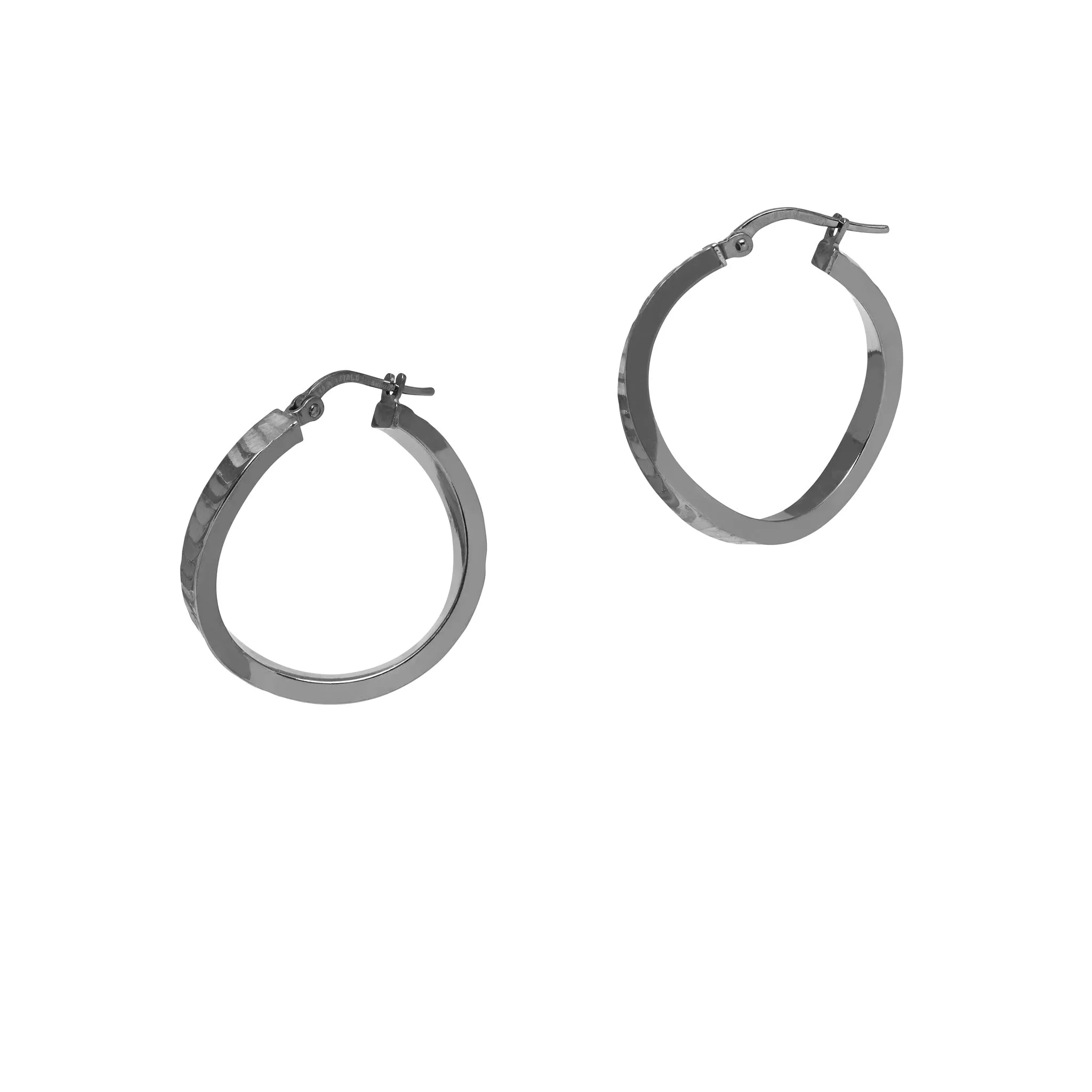 Wave Hoop Earrings - Silver