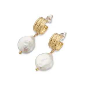 WIDE HOOP & BAROQUE PEARL EARRINGS